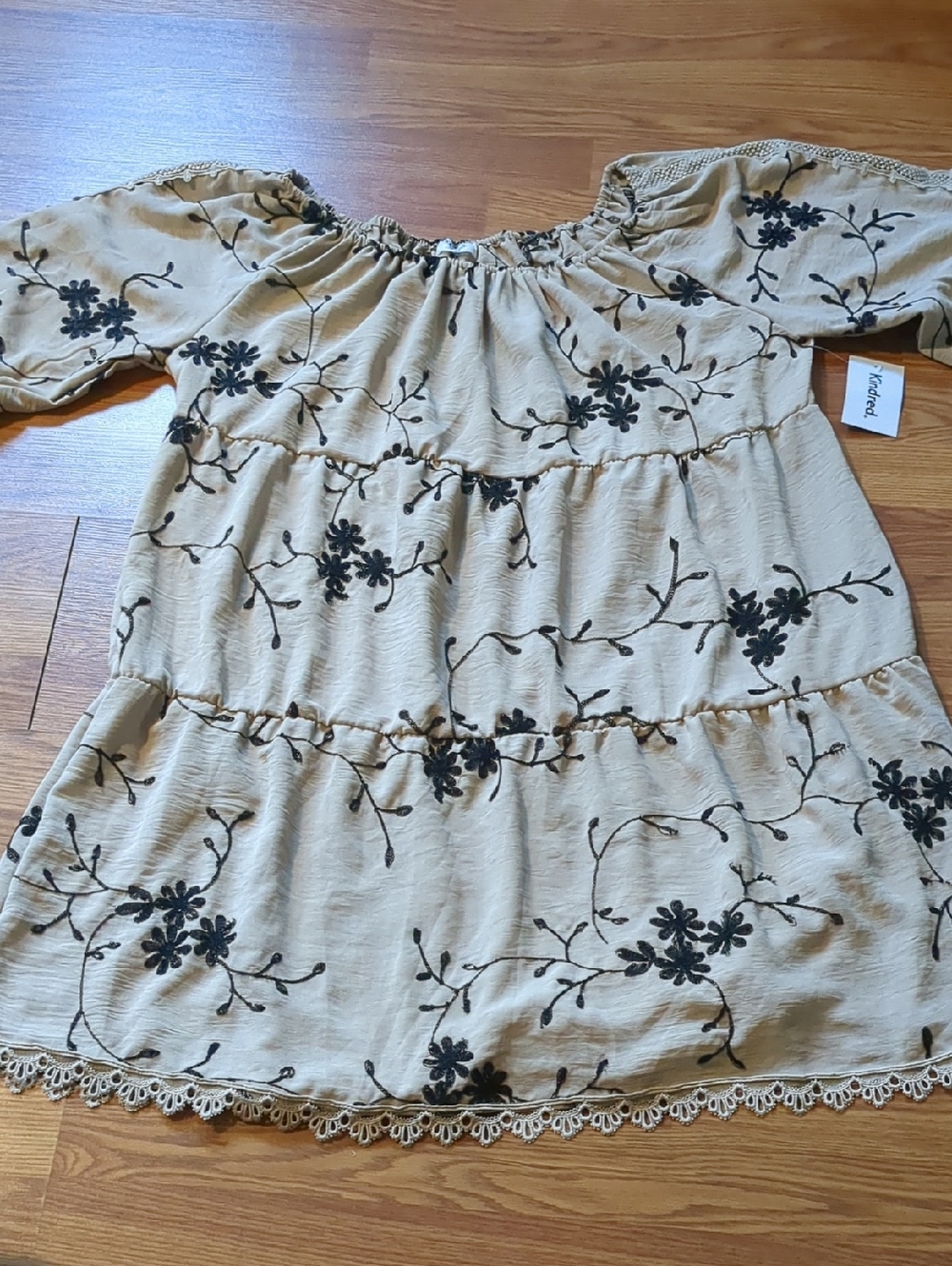 Kindred by Anthropologie Cottagecore Floral Embroidered Peasant Dress